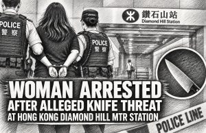 Woman arrested after alleged knife threat at Hong Kong MTR station alleged knife threat at Hong Kong Diamond Hill MTR station v2